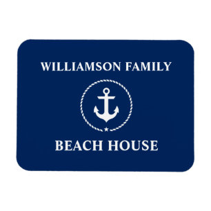 Nautical Beach House Familienname Anchor Navy Blue Magnet
