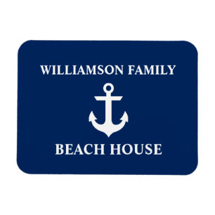 Nautical Beach House Familienname Anchor Navy Blue Magnet