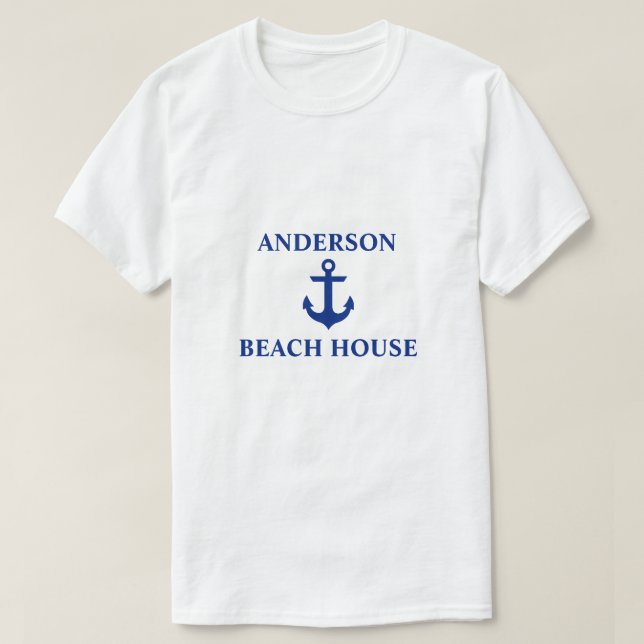 Nautical Beach House Familienname Anchor T-Shirt (Design vorne)