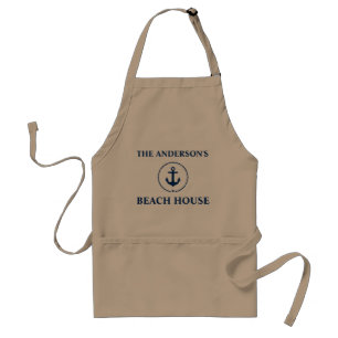 Nautical Beach House Familienname Blue Anchor Khak Schürze