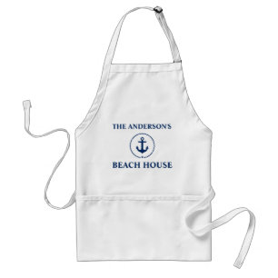 Nautical Beach House Familienname Blue Anchor Schürze