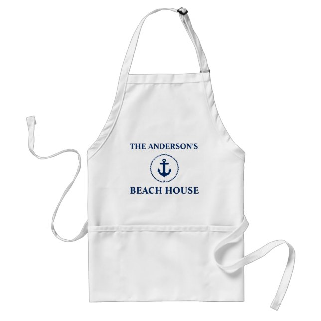 Nautical Beach House Familienname Blue Anchor Schürze (Vorne)
