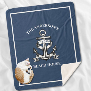 Nautical Beach House Familienname Est Ship Anchor Sherpadecke