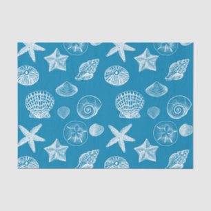 Nautical Beach Muscheln Aqua White Seidenpapier