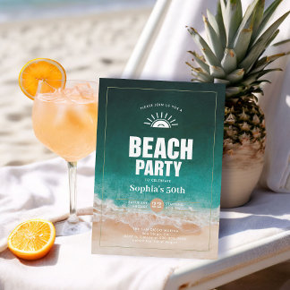 Nautical Beach Ocean Water Modern 50. Geburtstag Einladung