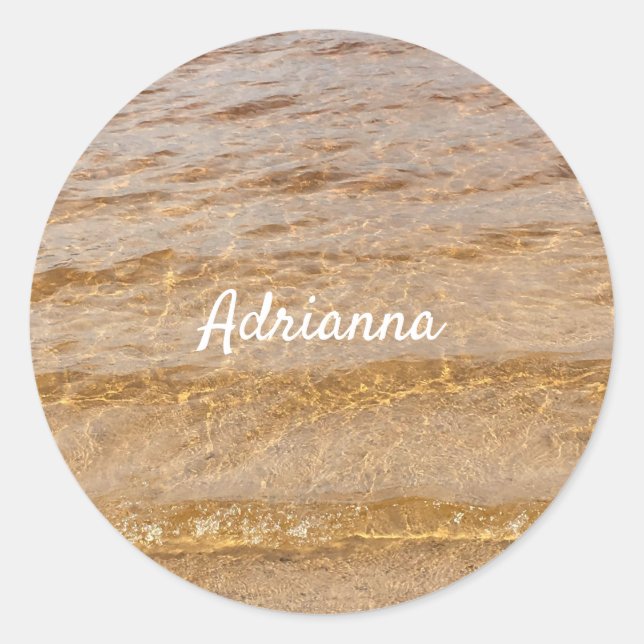 Nautical Beach Ocean Water Wellen Name Geschenk Runder Aufkleber (Vorderseite)