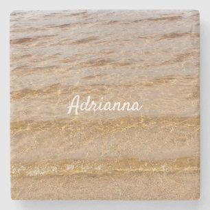 Nautical Beach Ocean Water Wellen Name Geschenk  Steinuntersetzer