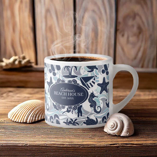 Nautical Beach Pattern Navy ID839 Espressotasse (Von Creator hochgeladen)