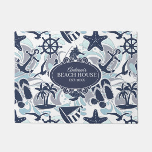 Nautical Beach Pattern Navy ID839 Fußmatte