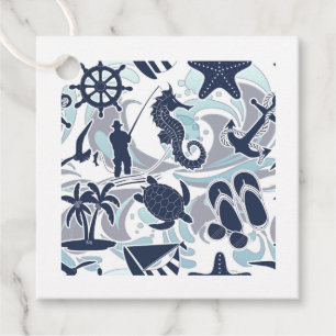 Nautical Beach Pattern Navy ID839 Geschenkanhänger