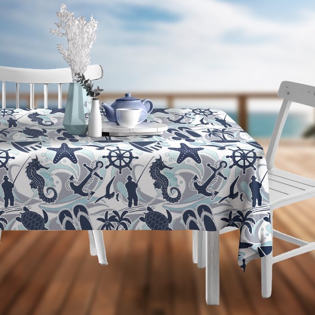 Nautical Beach Pattern Navy ID839 Tischdecke (Von Creator hochgeladen)
