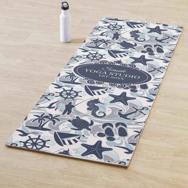 Nautical Beach Pattern Navy ID839 Yogamatte (Beispiel)