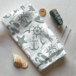 Nautical Beach Pattern Olive ID839 Stoff