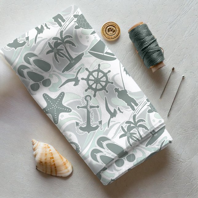 Nautical Beach Pattern Olive ID839 Stoff (Von Creator hochgeladen)