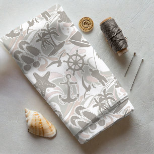 Nautical Beach Pattern Taupe ID839 Stoff