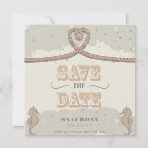 Nautical Beach Sand Herzknot Save the Date