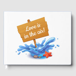 Nautical Beach Sign Ocean Waves Navy Blue Wedding Gästebuch