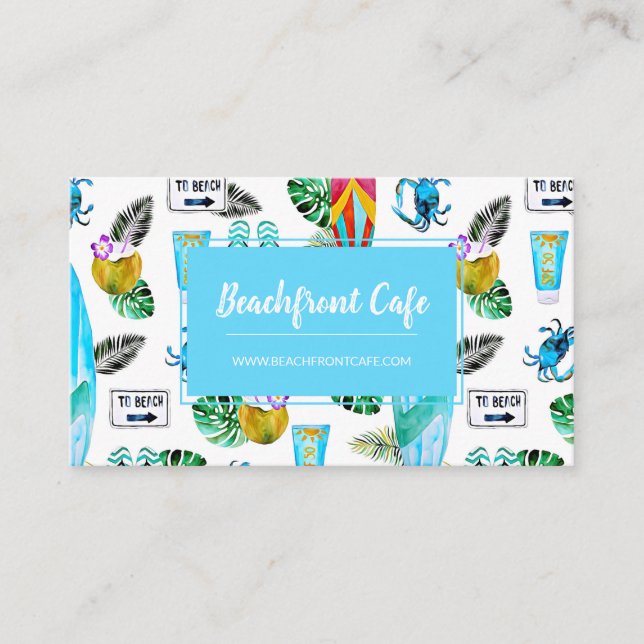 Nautical Beach Tropical Business Card Visitenkarte (Vorderseite)