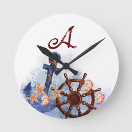Nautical Beach Wedding Bridesmaid-Geschenk Runde Wanduhr
