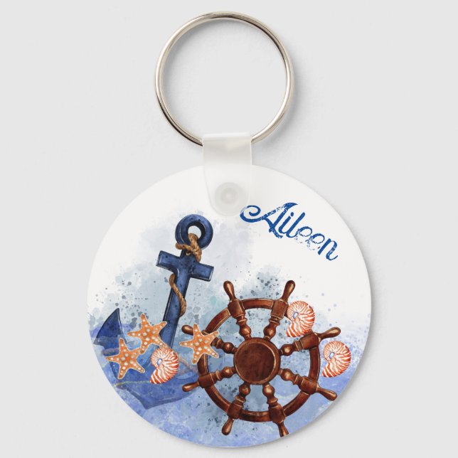 Nautical Beach Wedding Bridesmaid-Geschenk Schlüsselanhänger (Vorderseite)