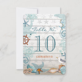 Nautical Beach Wedding | Table Place Number Card Einladung