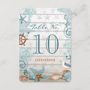 Nautical Beach Wedding Table Place Number Card Einladung