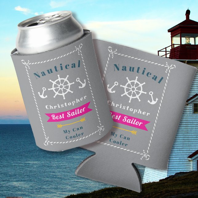 Nautical Best Sailor Gray Dosenkühler (Nautical Best Sailor Grey Can Cooler.)