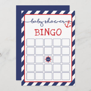 Nautical Bingo Baby Showgame Navy Red Einladung