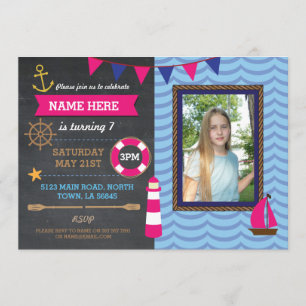 Nautical Birthday Party Foto Sailor Boats Einladun Einladung