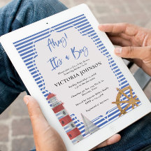 Nautical Blue Ahoy Es a Boy Baby Dusche