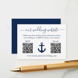 Nautical Blue Anchor 2 QR UAWG Details Hochzeit Begleitkarte