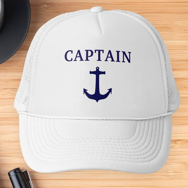 Nautical Blue Anchor Captain Hat Truckerkappe (Von Creator hochgeladen)