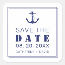 Nautical Blue Anchor Elegant Wedding Save the Date