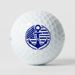 Nautical Blue Anchor Golfball