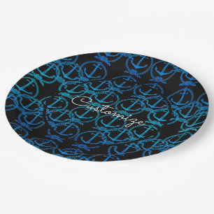 Nautical Blue Anchor Motif Pappteller