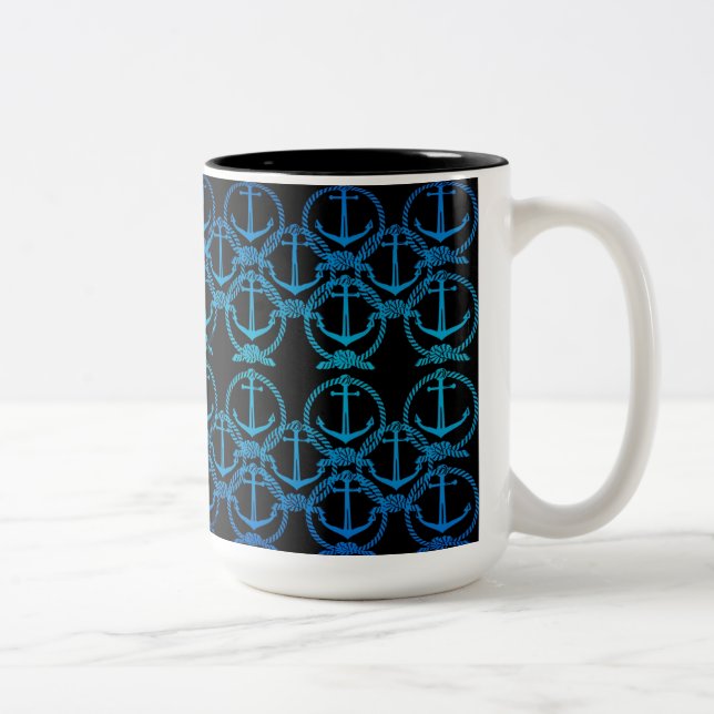 Nautical Blue Anchor Motif Tasse (Rechts)