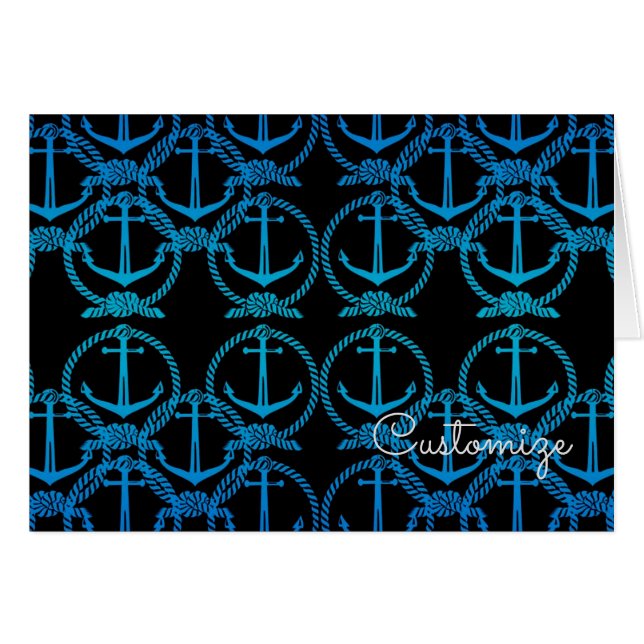 Nautical Blue Anchor Motiv Card 2 (Vorderseite (Horizontal))