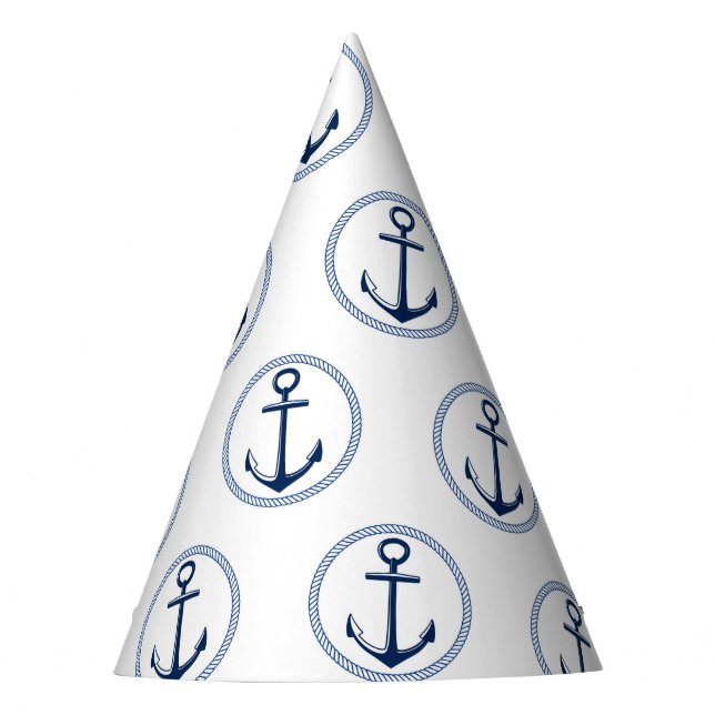 Nautical Blue Anchor Party Hat Partyhütchen (Vorderseite)