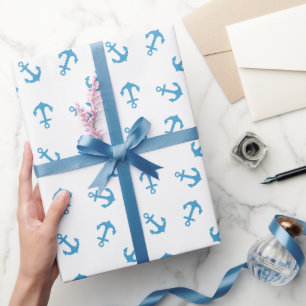 Nautical Blue Anchor Sea Party Geschenkpapier