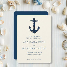 Nautical Blue Anchor Stilvolle Hochzeit im moderne Einladung