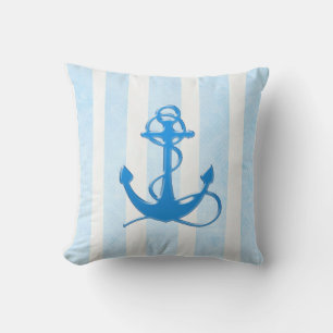 Nautical Blue Anchor Tropical Beach House Pillow Kissen