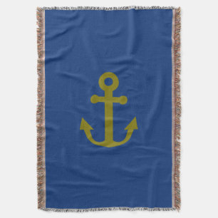 Nautical Blue and Gold Anker Decke