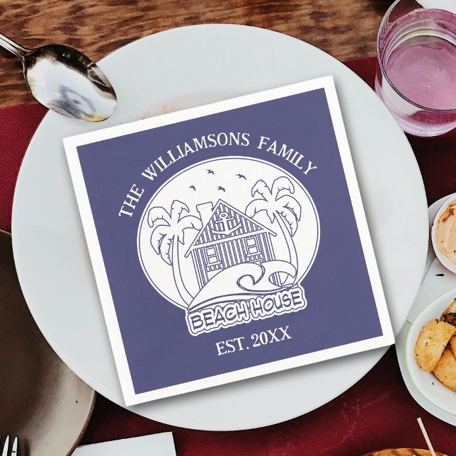 Nautical Blue Beach House Anchor Serviette (Von Creator hochgeladen)