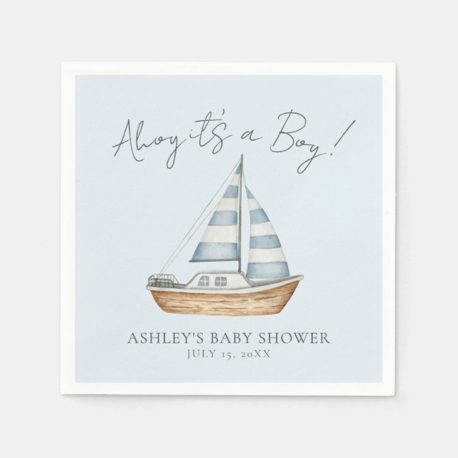 Nautical Blue Boy Baby Shower Serviette (Vorderseite)