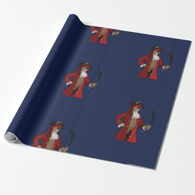 Nautical Blue Boy Pirate Geschenkpapier (Ungerollt)