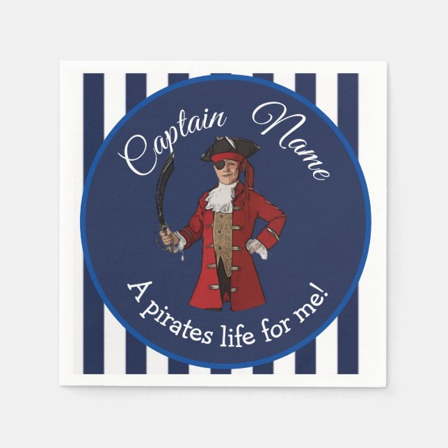 Nautical Blue Boy Pirate Serviette (Vorderseite)
