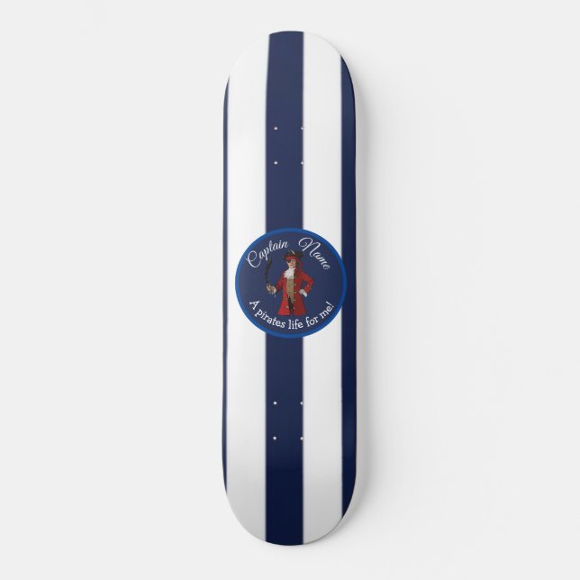 Nautical Blue Boy Pirate Skateboard (Vorderseite)