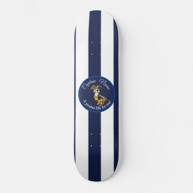Nautical Blue Boy Pirate Skateboard (Vorderseite)