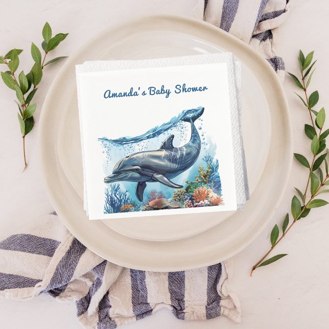 Nautical Blue Boy unter der Sea Baby-Dusche Serviette (Von Creator hochgeladen)