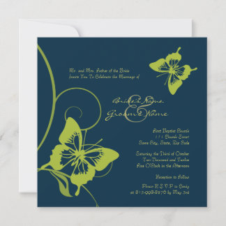 Nautical Blue Butterfly Hochzeit Einladung